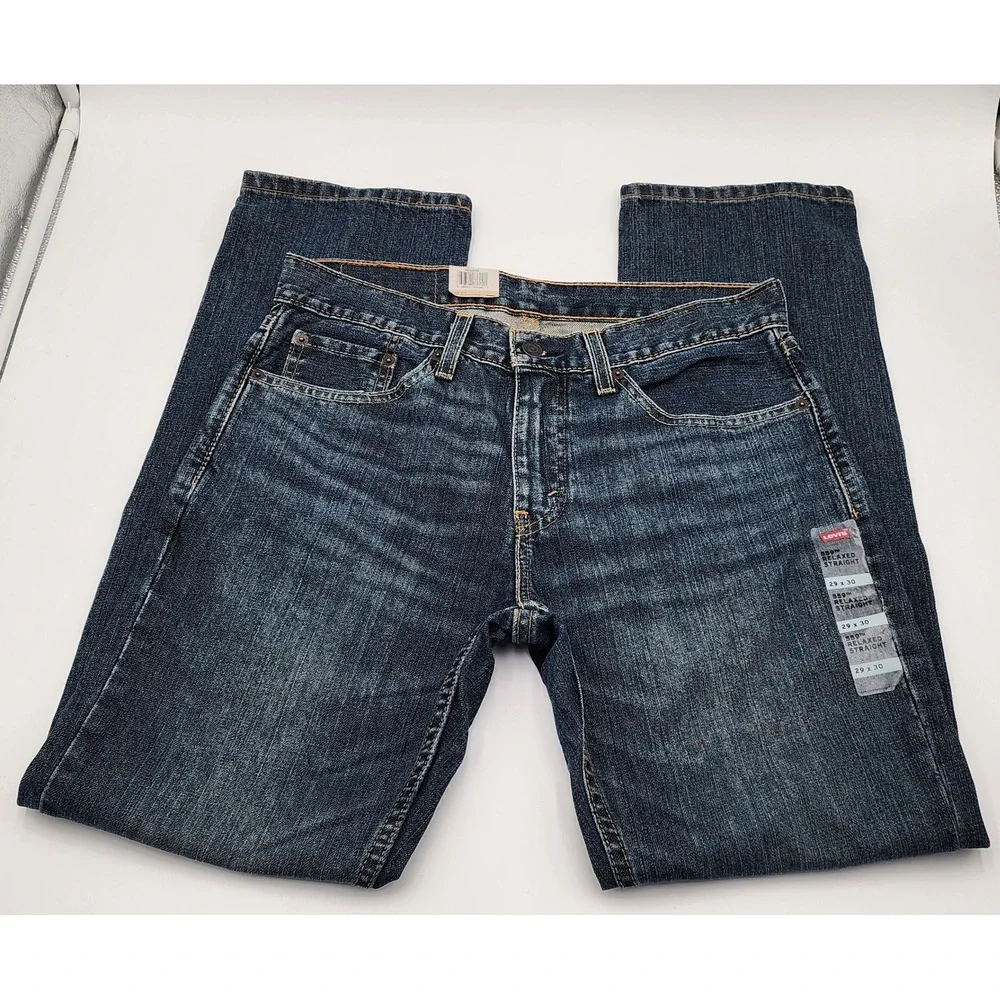 Levi's 559 Relaxed Straight Mens 29x30 Dark Wash Blue NWT Faded Denim Jeans